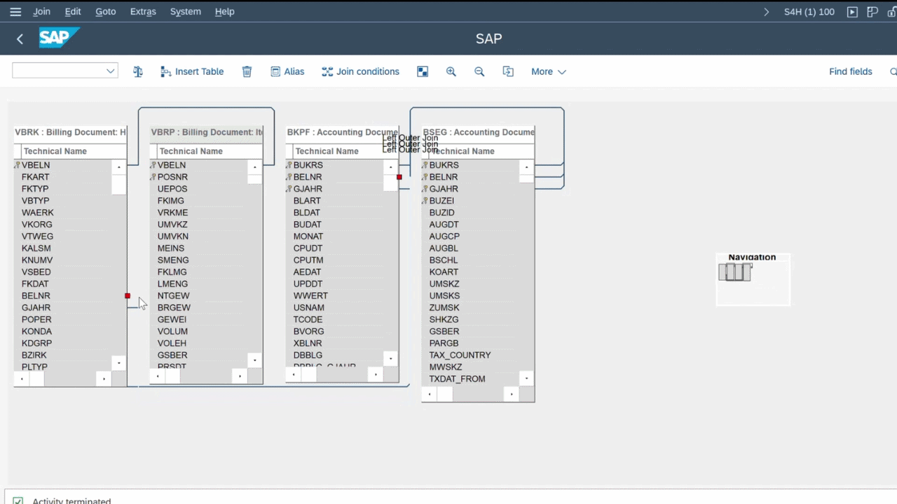 Creating a table in the SAP Data Modeler by dragging and dropping fields